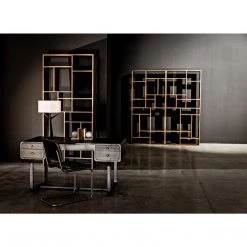 Noir Furniture Noir Voltes Desk, Ebony Walnut With Black Steel