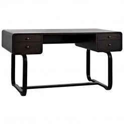 Noir Furniture Noir Voltes Desk, Ebony Walnut With Black Steel