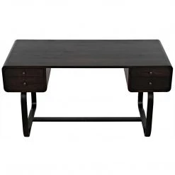 Noir Furniture Noir Voltes Desk, Ebony Walnut With Black Steel