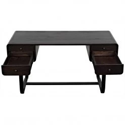 Noir Furniture Noir Voltes Desk, Ebony Walnut With Black Steel
