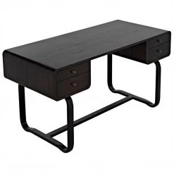Noir Furniture Noir Voltes Desk, Ebony Walnut With Black Steel