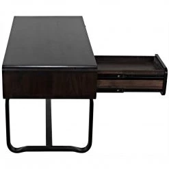 Noir Furniture Noir Voltes Desk, Ebony Walnut With Black Steel