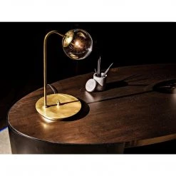 Noir Furniture Noir Marigold Desk, Ebony Walnut With Black Steel