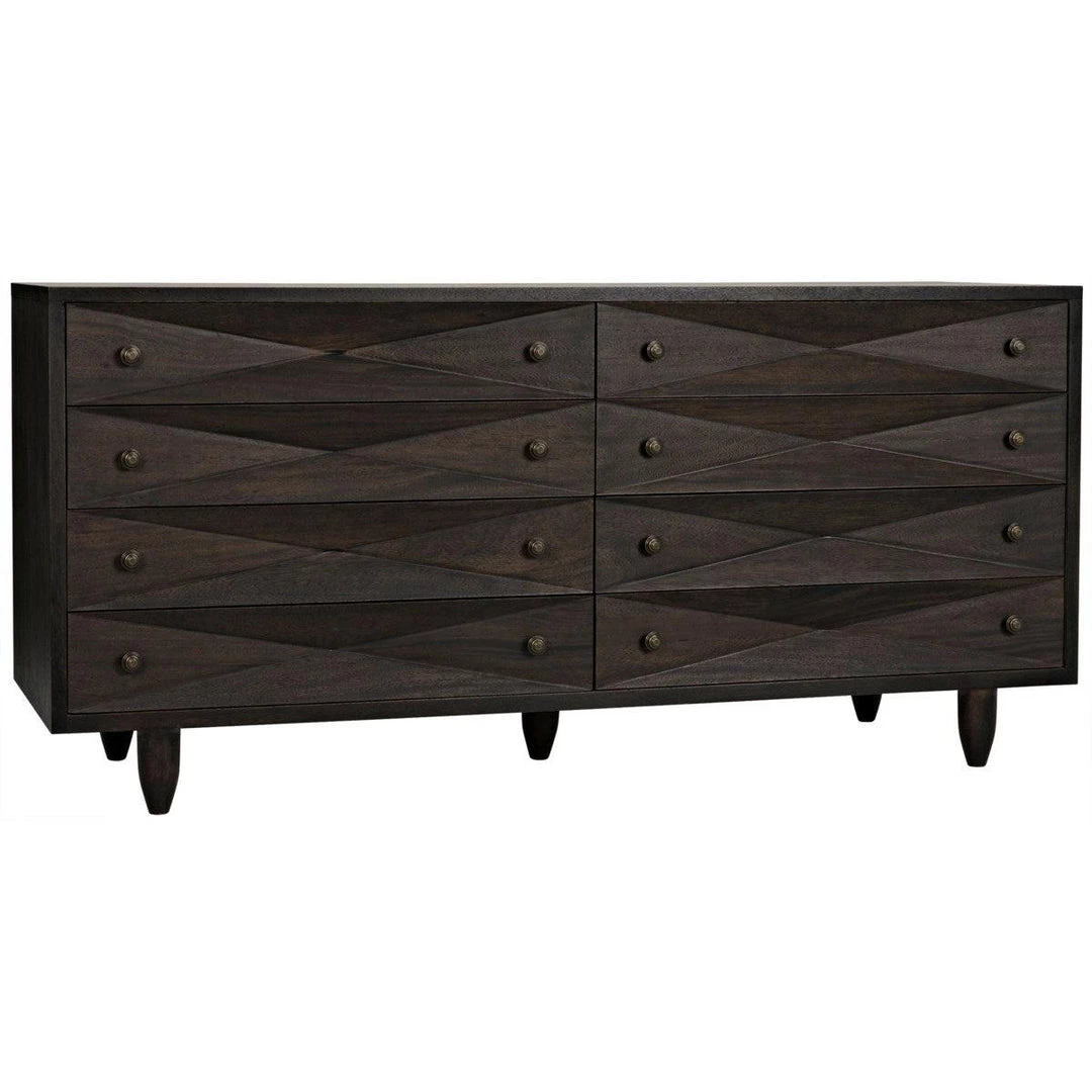 Noir Furniture Diamond Double Chest, Ebony Walnut Dressers