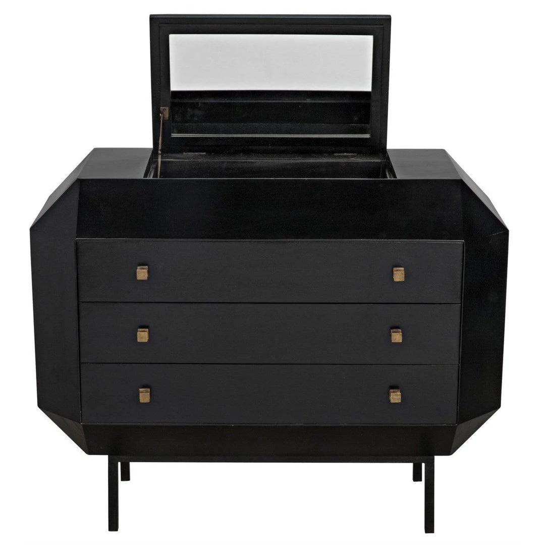 Noir Furniture Rhiana Dresser, Hand Rubbed Black Dressers