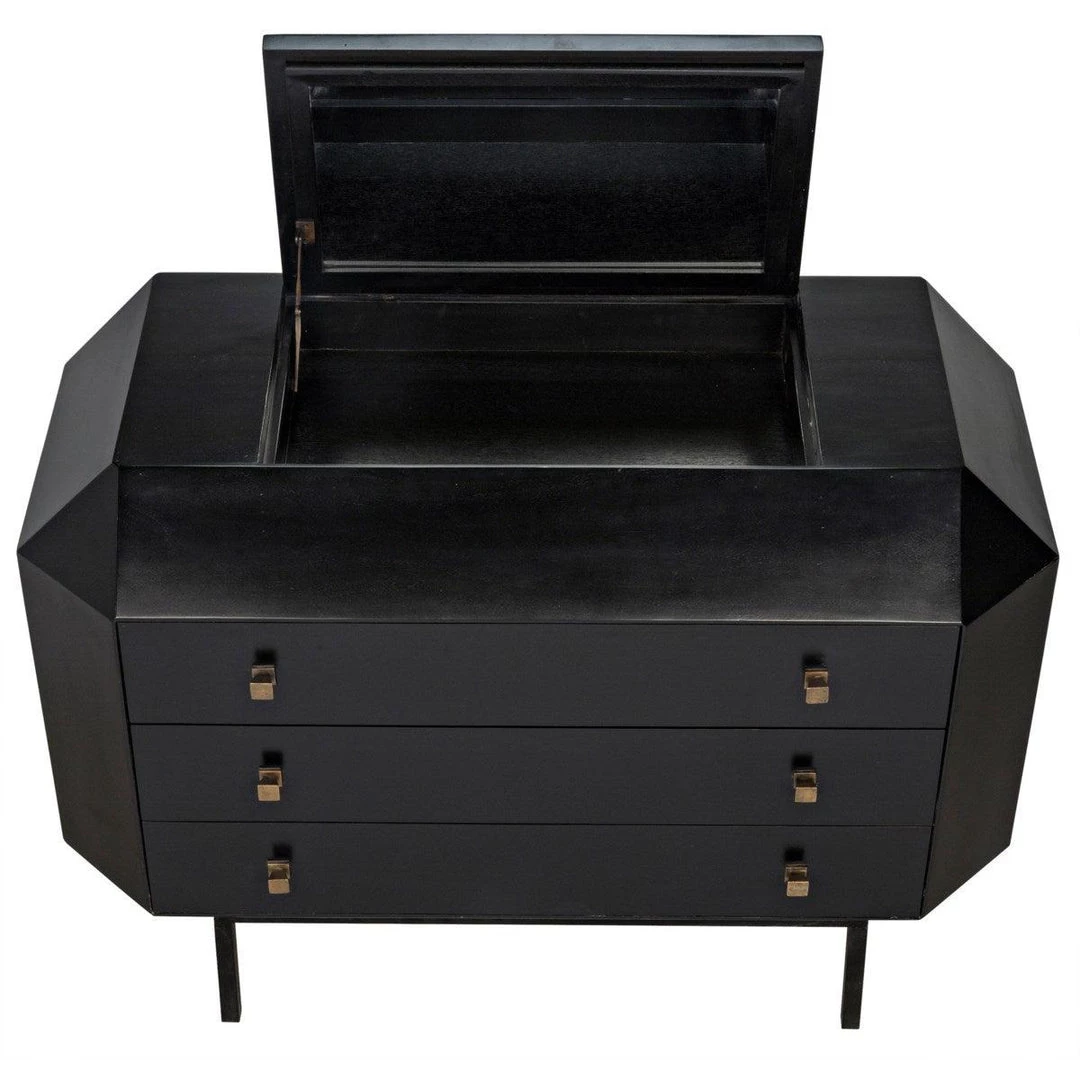 Noir Furniture Rhiana Dresser, Hand Rubbed Black Dressers