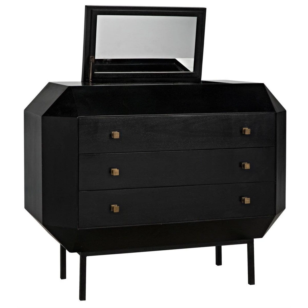 Noir Furniture Rhiana Dresser, Hand Rubbed Black Dressers