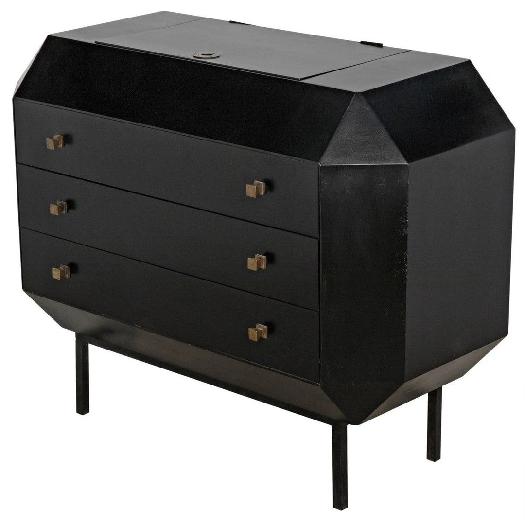 Noir Furniture Rhiana Dresser, Hand Rubbed Black Dressers
