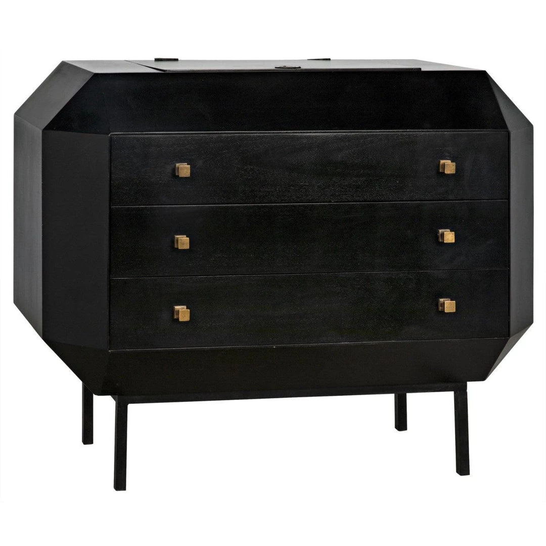 Noir Furniture Rhiana Dresser, Hand Rubbed Black Dressers