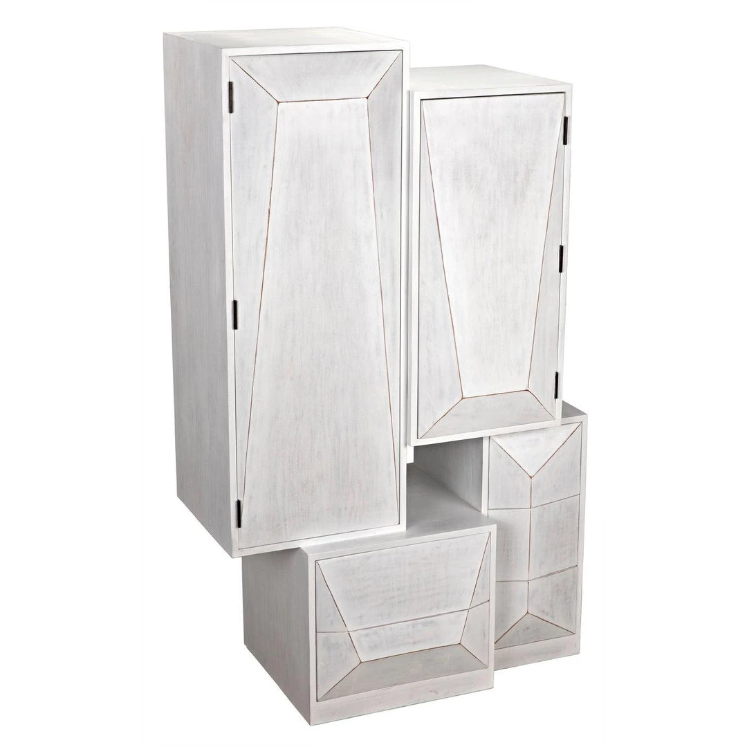 Noir Furniture Noir Dakota Cabinet, White Wash Cabinets