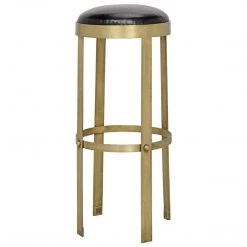 Bar & Counter Stools Noir Furniture Prince Stool With Leather, Brass Finish