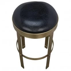 Noir Furniture Prince Counter Stool With Leather, Brass Finish