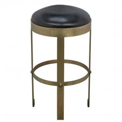 Noir Furniture Prince Counter Stool With Leather, Brass Finish