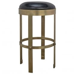 Noir Furniture Prince Counter Stool With Leather, Brass Finish