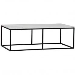Coffee Tables Noir Furniture Lois Coffee Table, White Stone And Black Metal