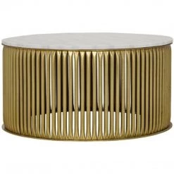 Coffee Tables Noir Furniture Lenox Coffee Table, Antique Brass, Metal And Stone