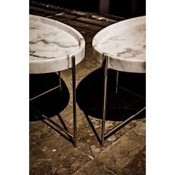 Accent Tables Noir Furniture Che Cocktail Table, Antique Silver, Metal And Stone