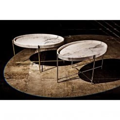 Accent Tables Noir Furniture Che Cocktail Table, Antique Silver, Metal And Stone
