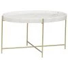 Accent Tables Noir Furniture Che Cocktail Table, Antique Brass, Metal And Stone