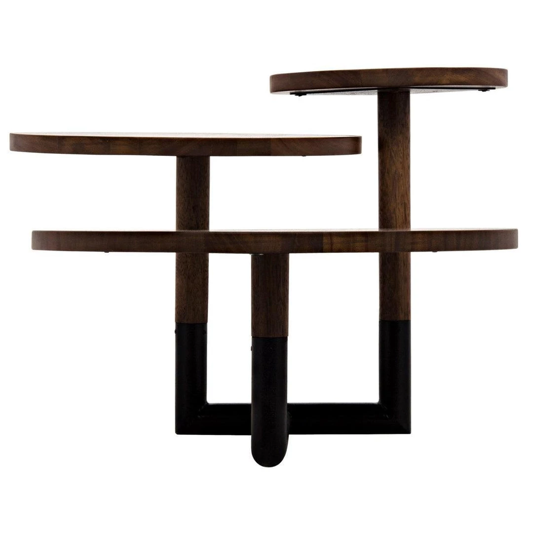 Noir Furniture Boogie Cocktail Table, Dark Walnut, Walnut And Metal Dining Tables