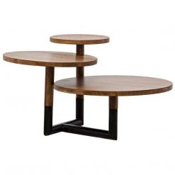 Noir Furniture Boogie Cocktail Table, Dark Walnut, Walnut And Metal Dining Tables