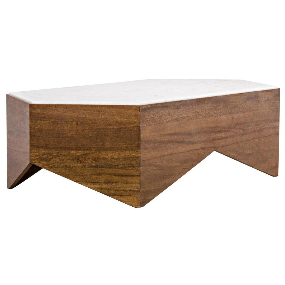 Noir Furniture Amsterdam Coffee Table, Dark Walnut, Walnut And Quartz Coffee Tables