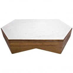 Noir Furniture Amsterdam Coffee Table, Dark Walnut, Walnut And Quartz Coffee Tables