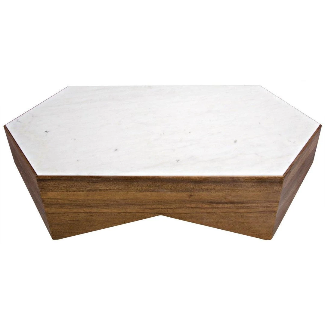 Noir Furniture Amsterdam Coffee Table, Dark Walnut, Walnut And Quartz Coffee Tables