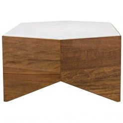Noir Furniture Amsterdam Coffee Table, Dark Walnut, Walnut And Quartz Coffee Tables