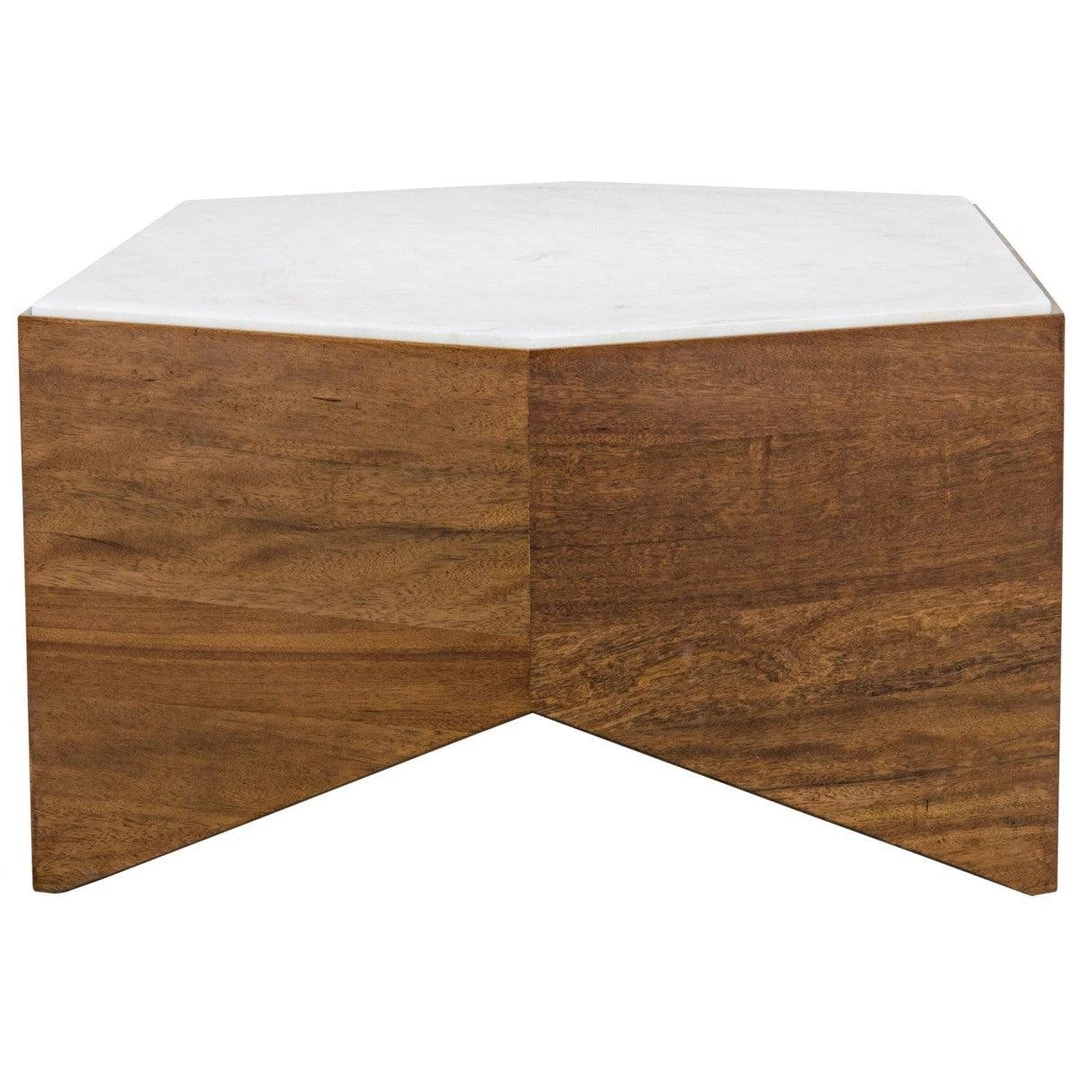 Noir Furniture Amsterdam Coffee Table, Dark Walnut, Walnut And Quartz Coffee Tables