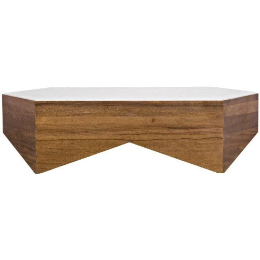 Noir Furniture Amsterdam Coffee Table, Dark Walnut, Walnut And Quartz Coffee Tables