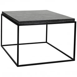 Coffee Tables Noir Furniture Lomax Coffee Table, Black Metal Finish With Black Stone