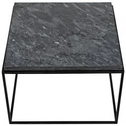 Coffee Tables Noir Furniture Lomax Coffee Table, Black Metal Finish With Black Stone