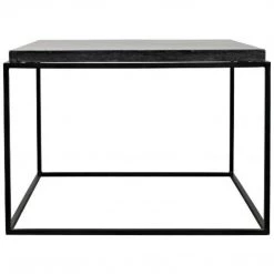 Coffee Tables Noir Furniture Lomax Coffee Table, Black Metal Finish With Black Stone