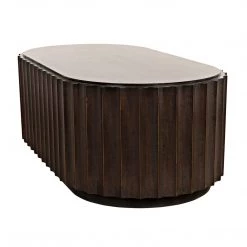 Noir Furniture Noir Fluted Coffee Table, Pale With Light Brown Trim Coffee Tables