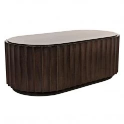 Noir Furniture Noir Fluted Coffee Table, Pale With Light Brown Trim Coffee Tables