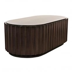 Noir Furniture Noir Fluted Coffee Table, Pale With Light Brown Trim Coffee Tables