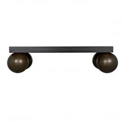 Noir Furniture Noir Cosmo Coffee Table, Black Metal With Aged Brass Finish Legs Coffee Tables
