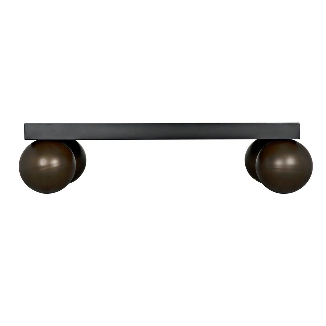 Noir Furniture Noir Cosmo Coffee Table, Black Metal With Aged Brass Finish Legs Coffee Tables