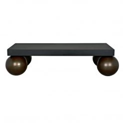 Noir Furniture Noir Cosmo Coffee Table, Black Metal With Aged Brass Finish Legs Coffee Tables