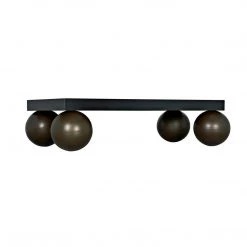 Noir Furniture Noir Cosmo Coffee Table, Black Metal With Aged Brass Finish Legs Coffee Tables