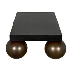 Noir Furniture Noir Cosmo Coffee Table, Black Metal With Aged Brass Finish Legs Coffee Tables