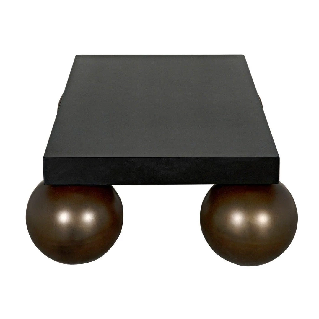 Noir Furniture Noir Cosmo Coffee Table, Black Metal With Aged Brass Finish Legs Coffee Tables