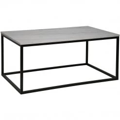 Noir Furniture Manning Coffee Table, Black Metal With Quartz Top Coffee Tables