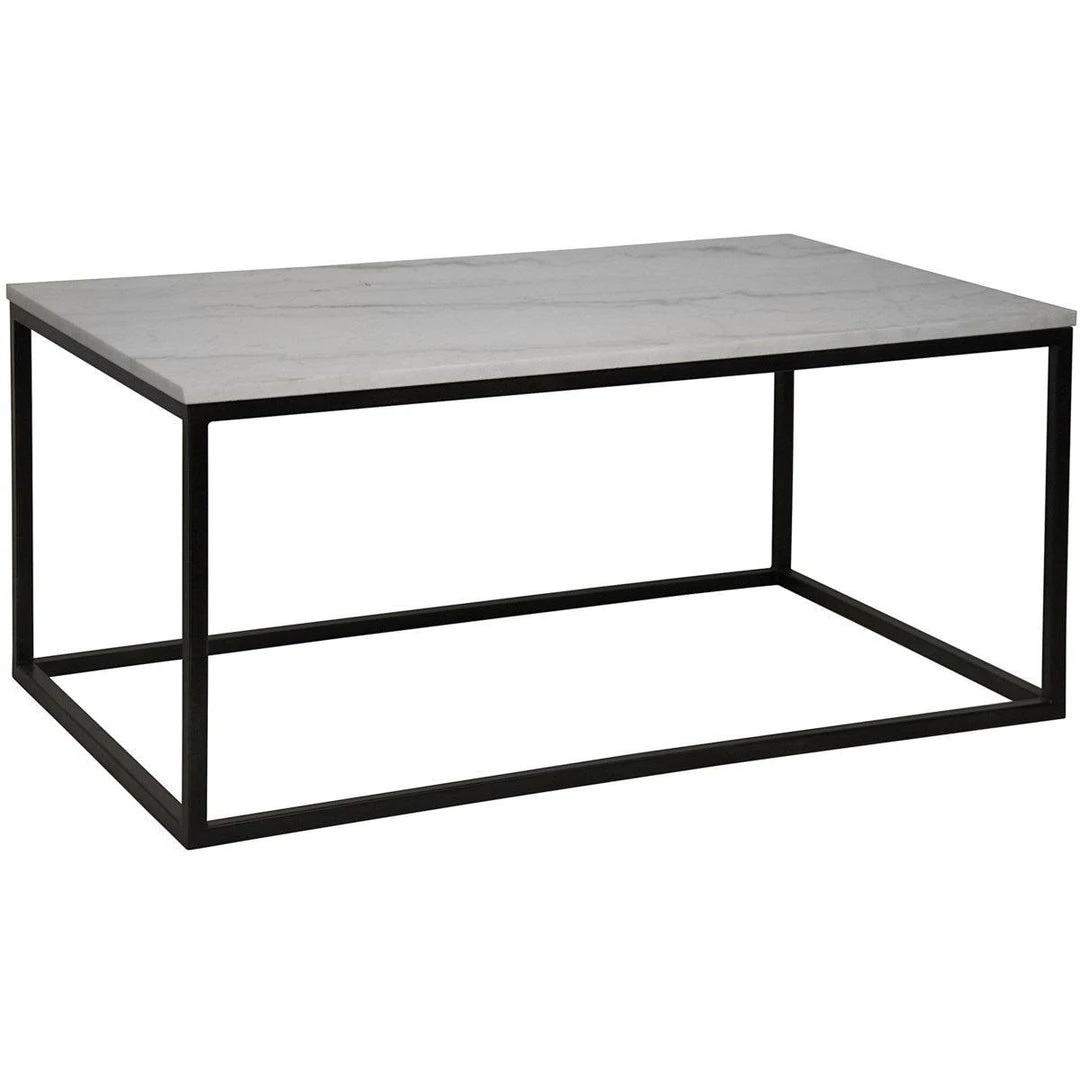 Noir Furniture Manning Coffee Table, Black Metal With Quartz Top Coffee Tables