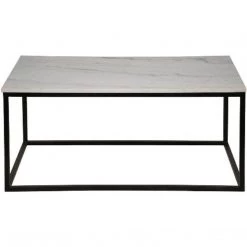 Noir Furniture Manning Coffee Table, Black Metal With Quartz Top Coffee Tables