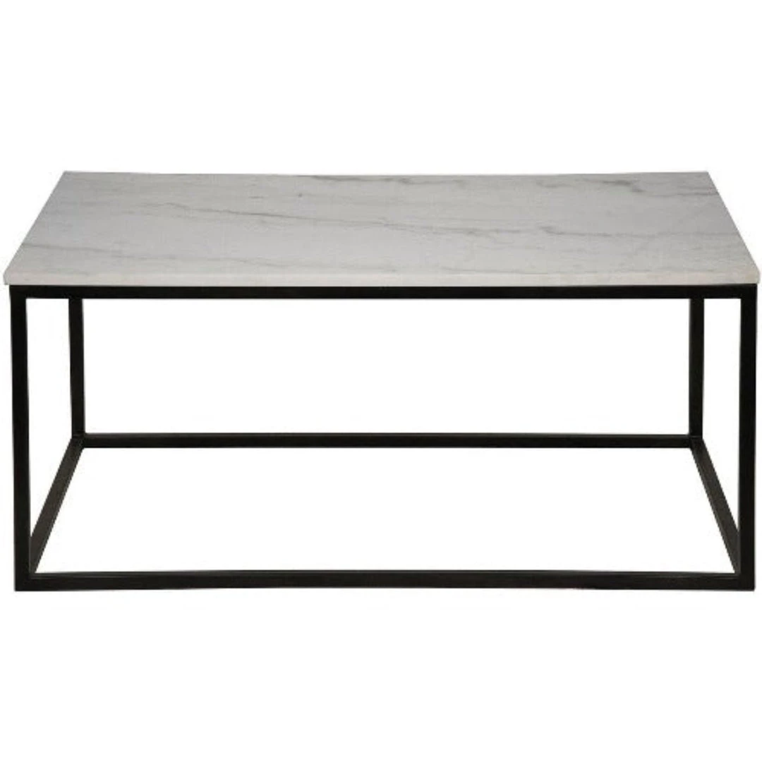 Noir Furniture Manning Coffee Table, Black Metal With Quartz Top Coffee Tables
