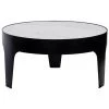 Noir Furniture Cylinder Round Coffee Table, Black Metal With Quartz Top