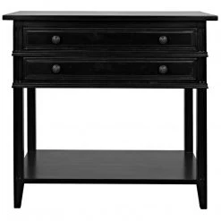 Noir Furniture Noir Colonial 2-Drawer Side Table, Distressed Black Accent Tables