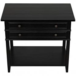 Noir Furniture Noir Colonial 2-Drawer Side Table, Distressed Black Accent Tables